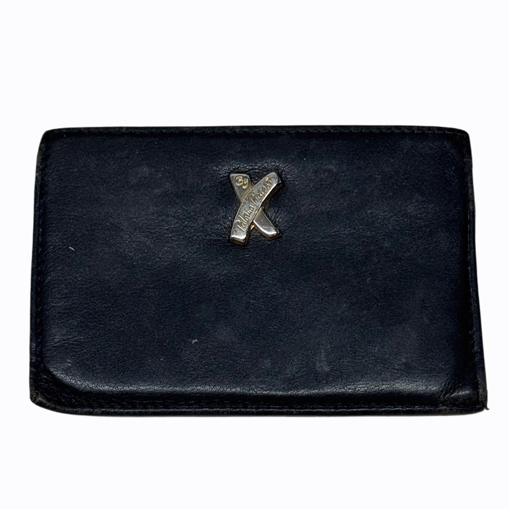 Vintage Paloma Picasso Black Leather Wallet / Card Holder Made in Italy